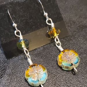 Czech glass flower earrings